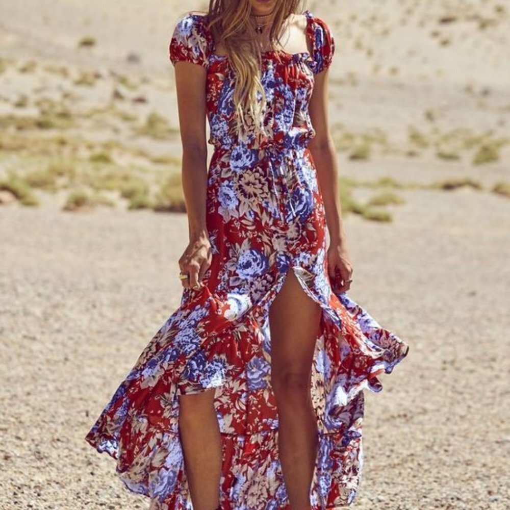 Auguste The Label Willow Day Dress Texan Bloom Fire Engine Size 4